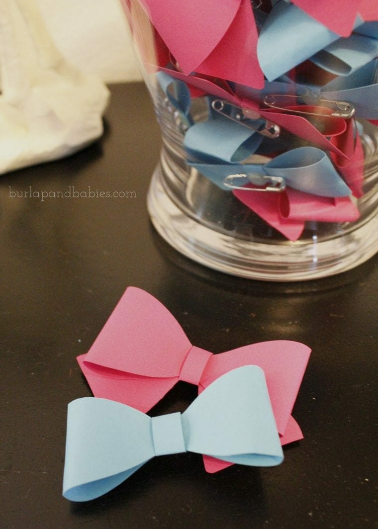 Blue and Pink gender reveal bows image.