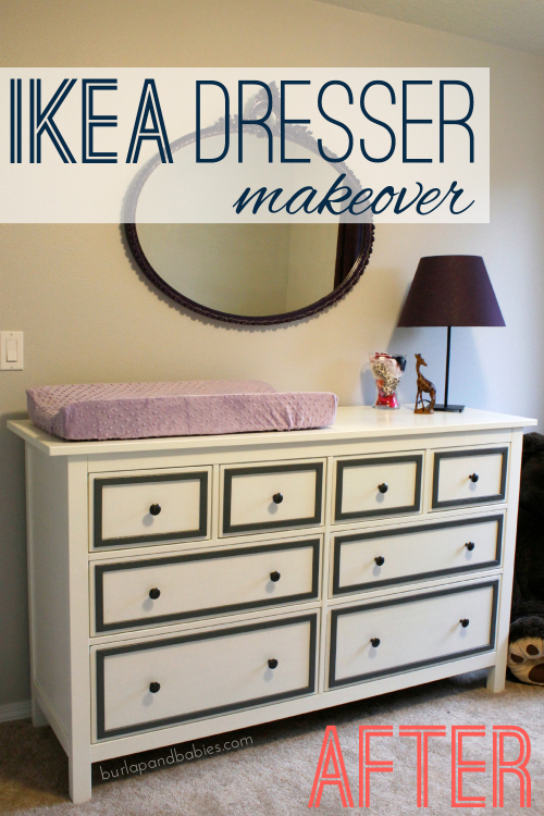 Hemnes IKEA dresser with a mirror and lamp image.
