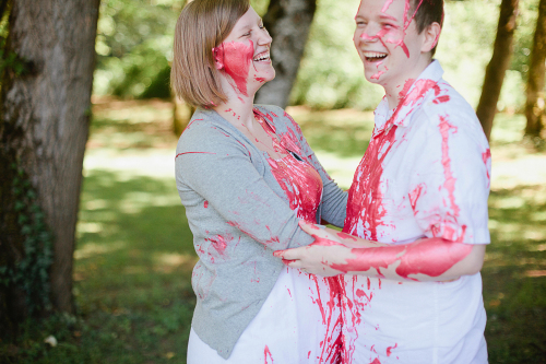 Gender reveal paint fight