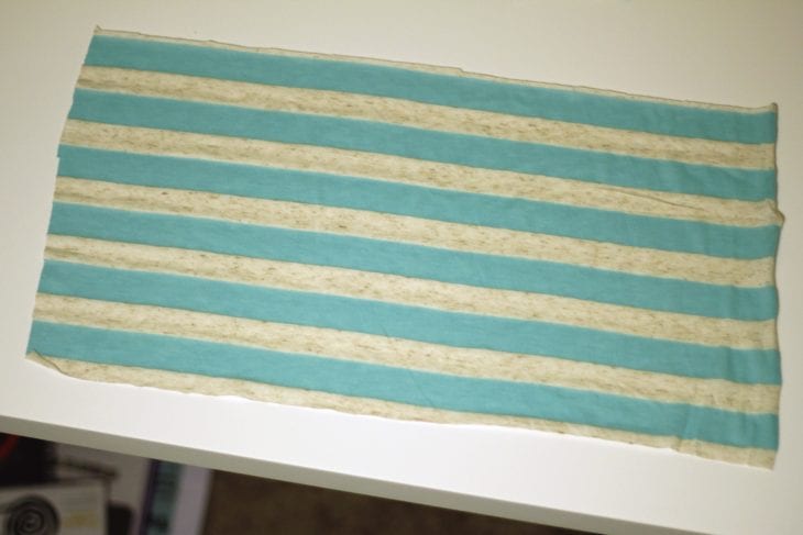 Blue striped fabric rectangle image.