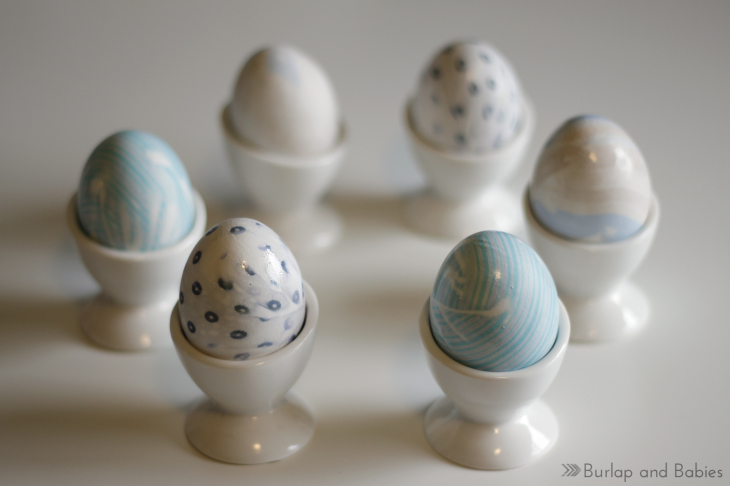 Silk Tie-Dyed Easter Eggs. Make these stunning Easter eggs with some old ties from your hubby's closet.