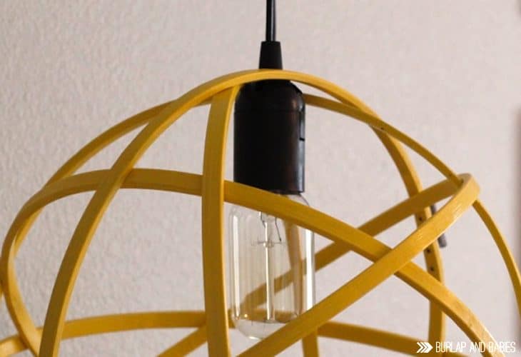Orb Hanging Light | Create a fun hanging light using embroidery hoops and some paint! Click for tutorial!
