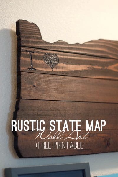 DIY Rustic State Map Wall Art | Create this personalized state map art using pallet wood and a wood burning kit. Click to get the free printable included!