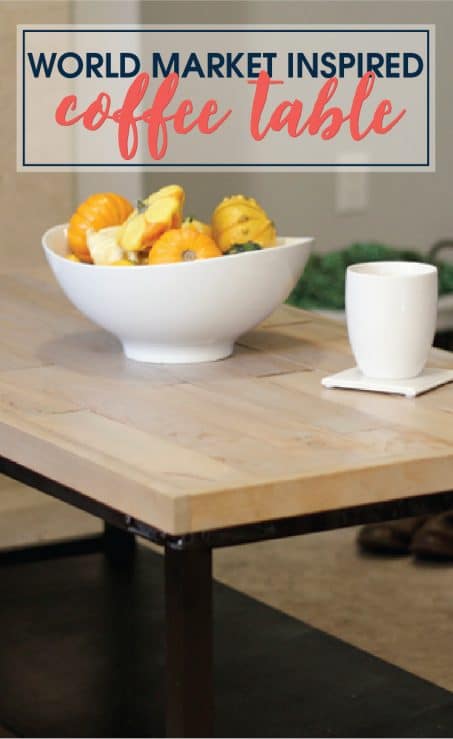 World Market Coffee Table Makeover | A nice blend where farmhouse meets industrial. Use an old pallet, some paint, and stain to create a custom gorgeous coffee table to fit your style! Get the World Market look without the World Market price!