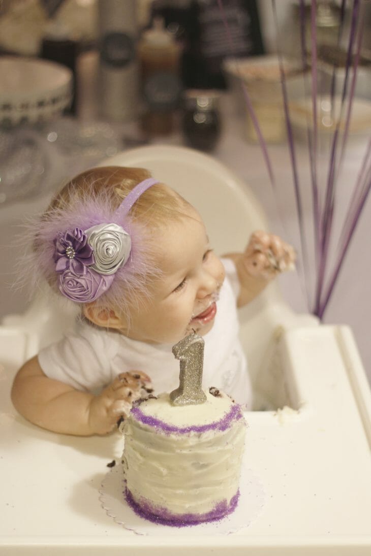 Purple & Silver First Birthday Party. 