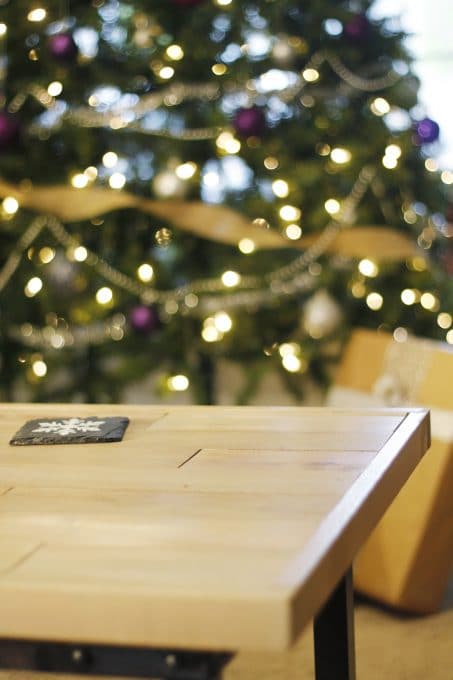 Enjoy this traditional glittery Christmas home tour with a silver & purple Christmas tree and DIY mini Christmas trees!