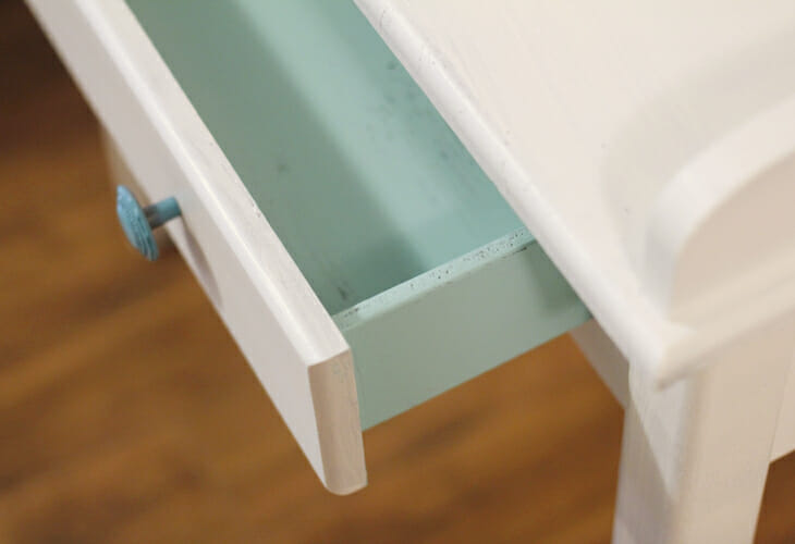Tiffany Blue Desk Makeover / Check out the detailed makeover of this little desk named Stella.