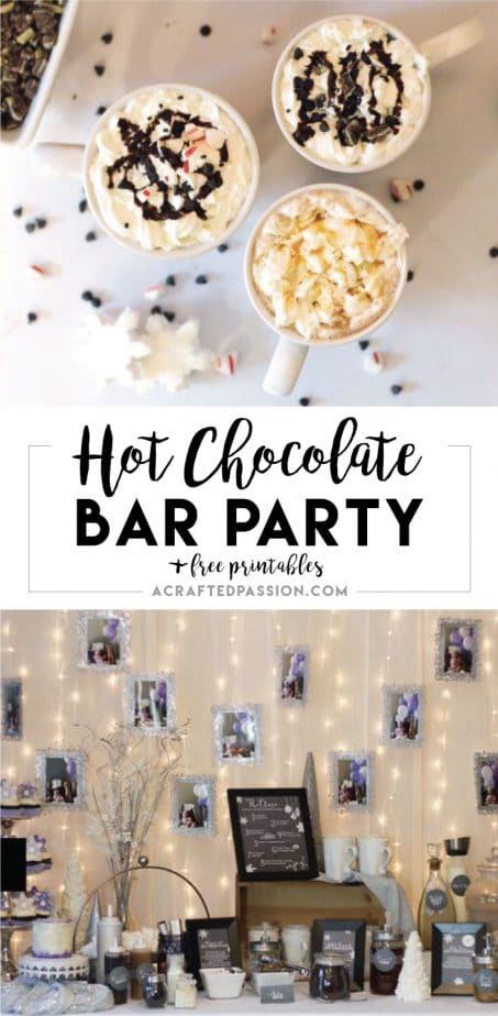 A Winter Wonderland Hot Chocolate Bar | Such a cute idea! Complete with FREE chalkboard labels and DIY hot chocolate bar ideas.