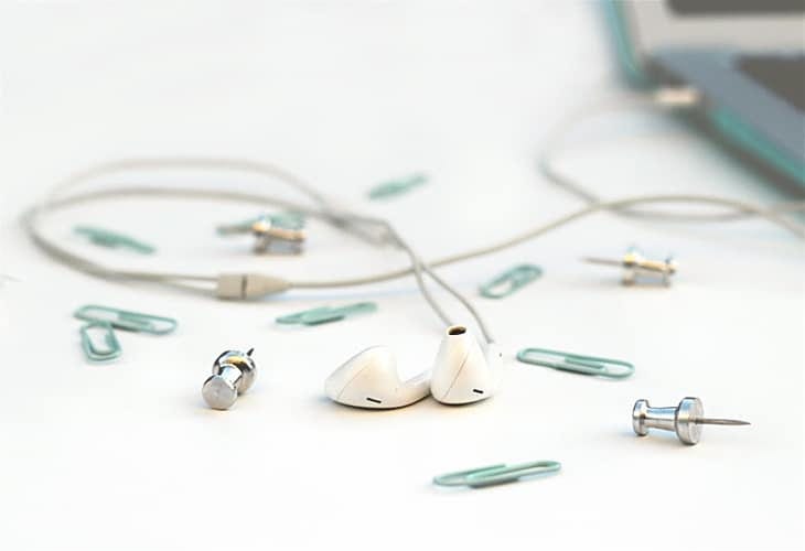 earbuds and pushpins image