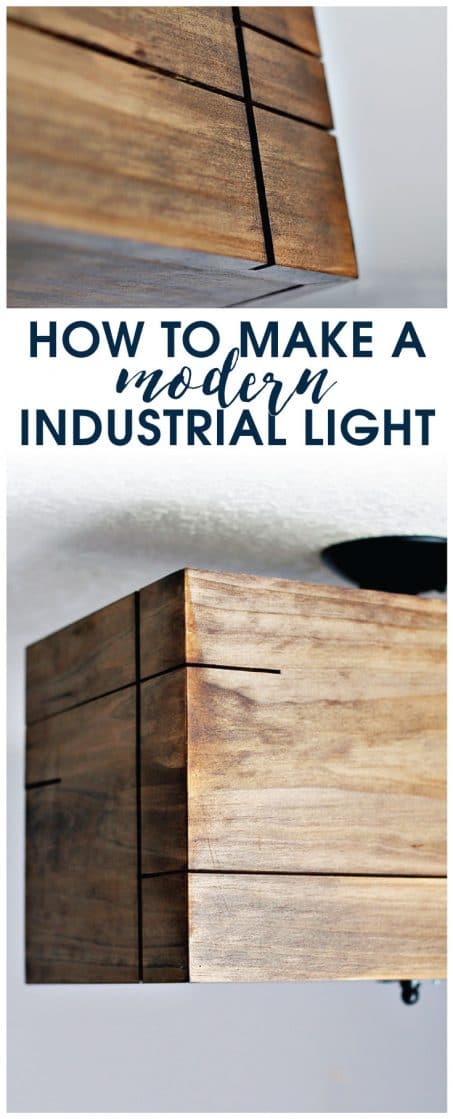 PIN THIS! Use this tutorial to learn how to make a modern industrial light with clean lines and cutouts. Grab 7 days to nailing power tools while you're there!