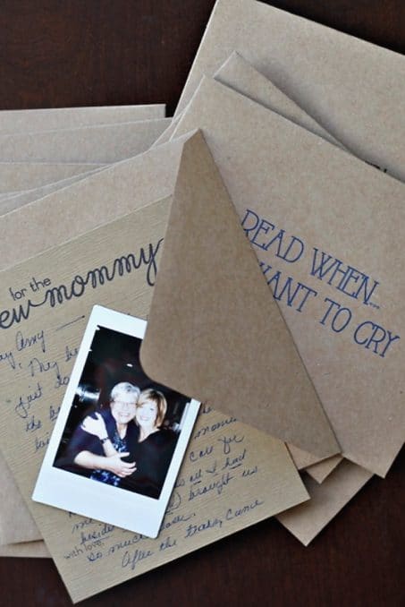 Envelopes for a new mommy with a Polaroid photo of two women image. 