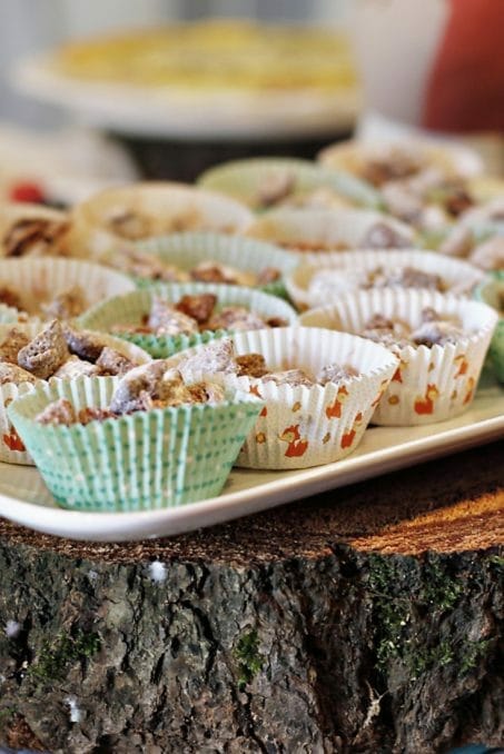 Sweets in woodland themed cupcake cups image.