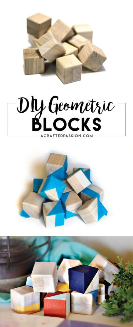 Make these easy DIY geometric wood blocks perfect as nursery decor or for baby shower decor.