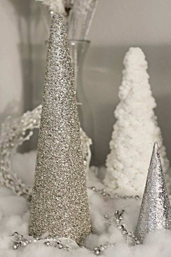 Glitter and white mini Christmas trees image.