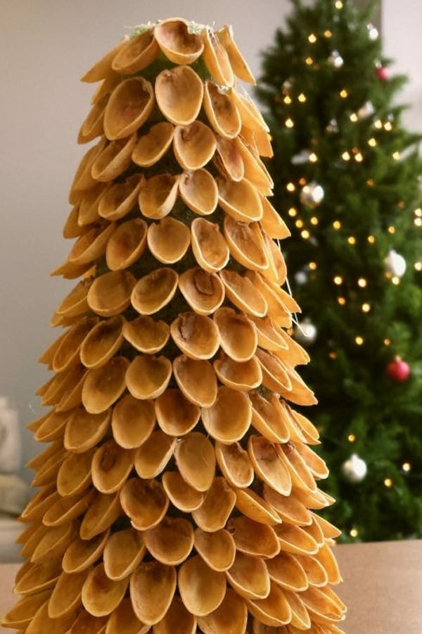 Pistachio shells mini Christmas tree image.