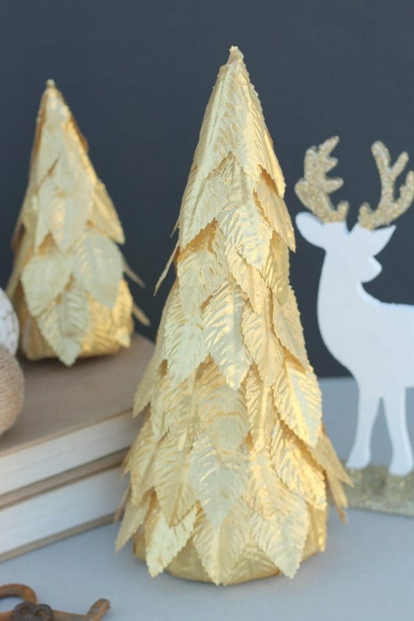 Gold leaf mini Christmas trees image.