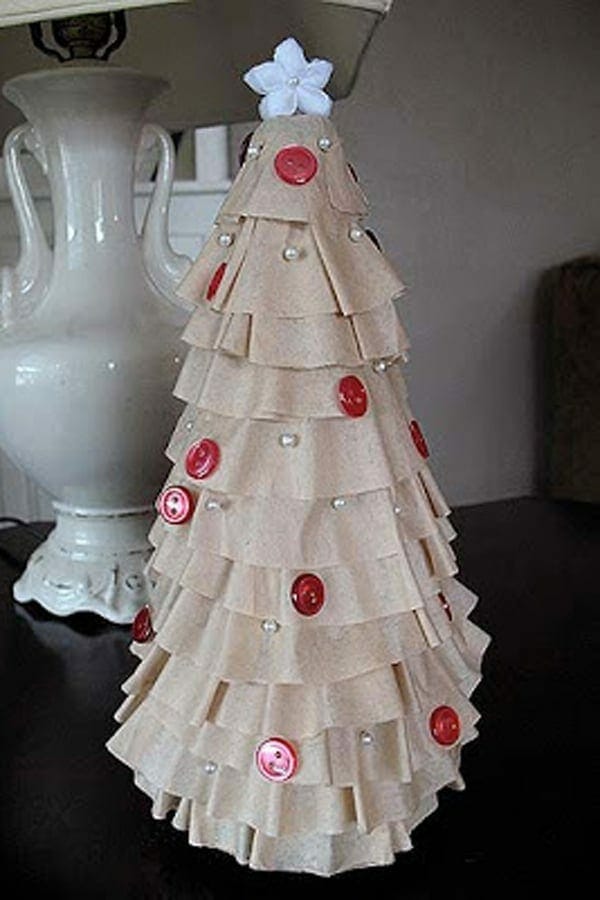 Mini Christmas Tree made from coffee filters image.