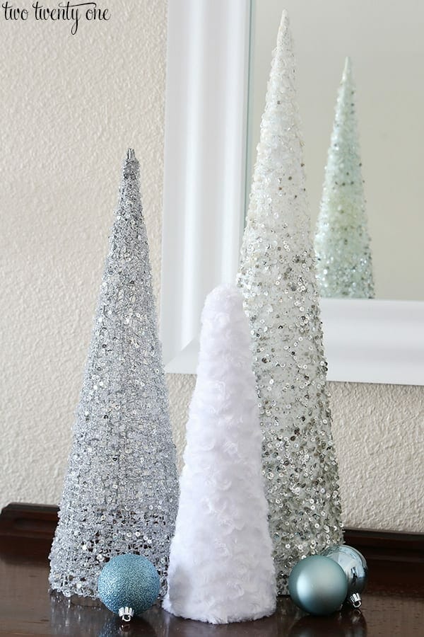 Sparkly and fuzzy Mini Christmas Trees image. 