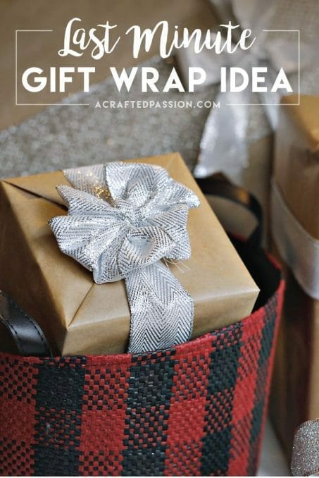 Last minute gift wrap idea using only TWO things! Gift wrapping made quick and easy using things you already have in your home.