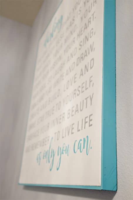 Canvas quote wall art image.