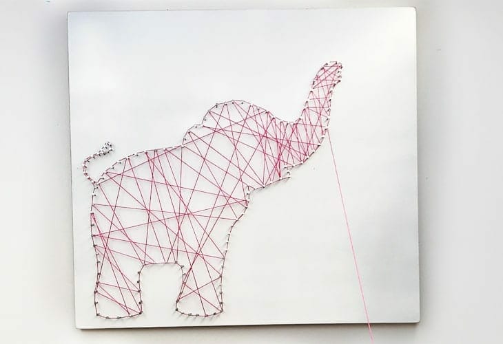 Placing strings inside the elephant image.