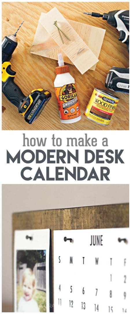 How to make a modern desk calendar // This easy, DIY desk calendar stand is the perfect holder for a picture of your favorite person and a simplistic calendar. The simple design fits many different styles and is the perfect gift!