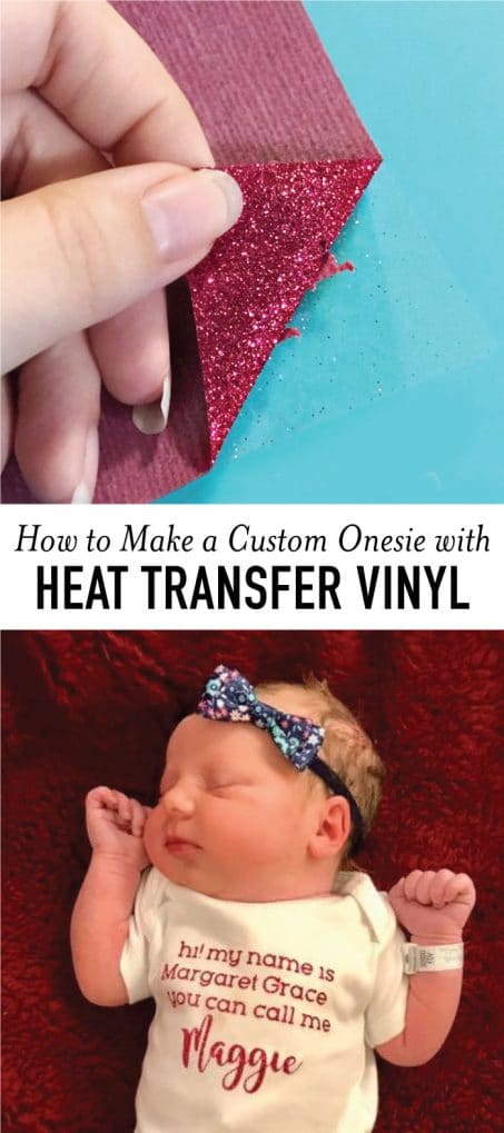 How to Make a Cute Onesie with Heat Transfer Vinyl // New baby on the way? Going to be in auntie? Looking for a fun baby gift idea? See how easy it is to make a custom onesie with heat transfer vinyl with this simple tutorial.