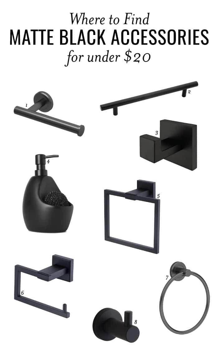 Matte black is all the rage and I'm totally into it! Here are some great options for your bathroom fixtures on a budget. Get these matte black accessories for UNDER $20!