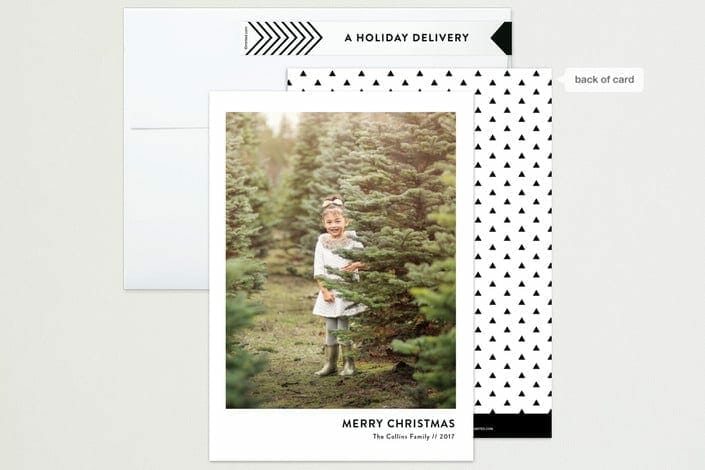 Bacl and white pattern for the modern Christmas card ideas image.
