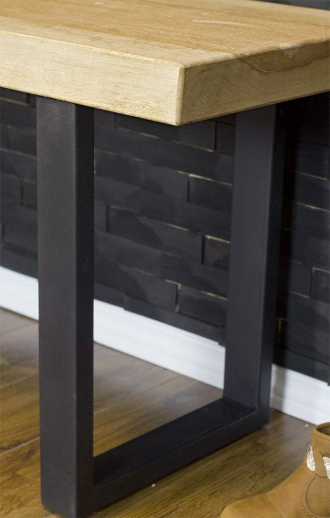 Attached slab wood and bench legs image.