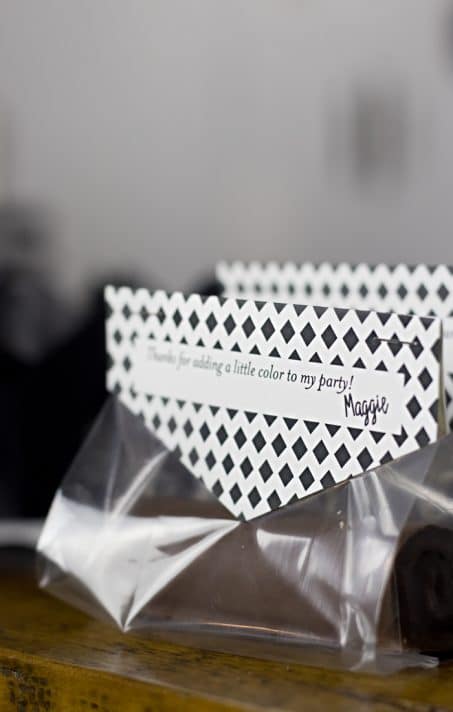 Black and white birthday party favors