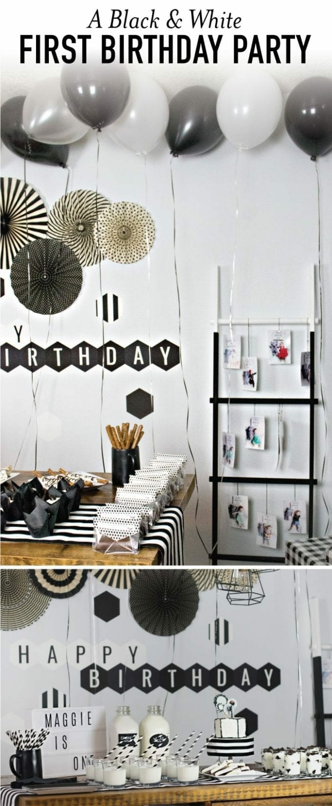 A black and white birthday party