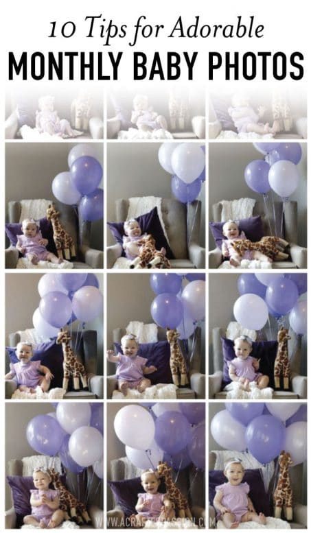 Little baby girl with purple balloons image. 