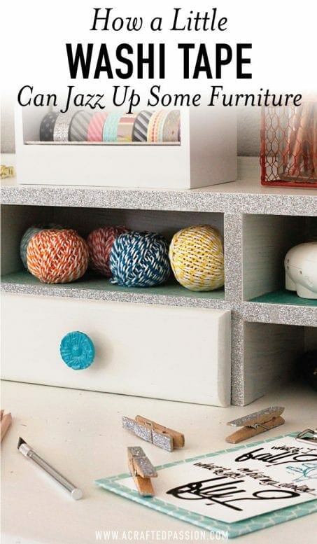 Examples of using washi tape on furniture image.