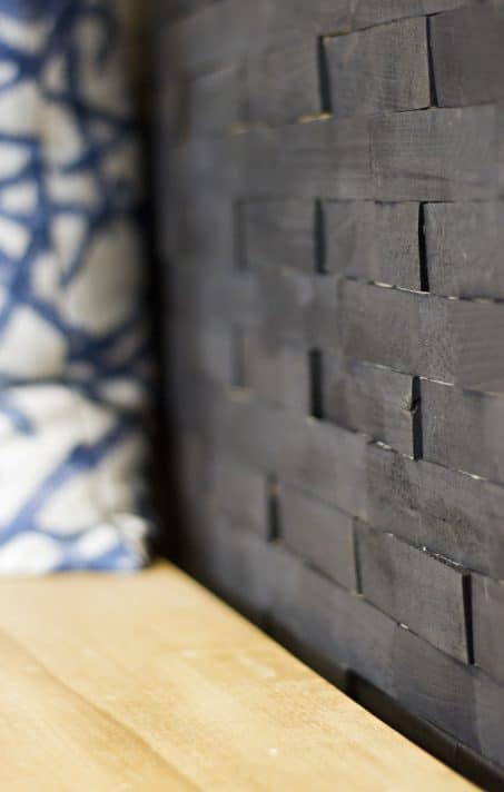 Closeup image of wood shims wall