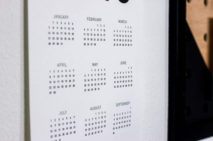 2018 wall calendar months image