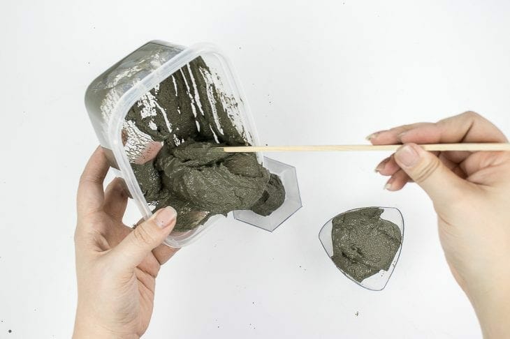 Pouring cement candle holder