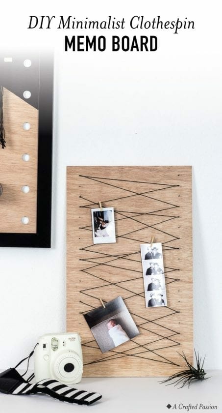 Create a simple clothespin memo board to keep important notes or display your favorite pictures with this easy DIY idea. #diy #office #organize