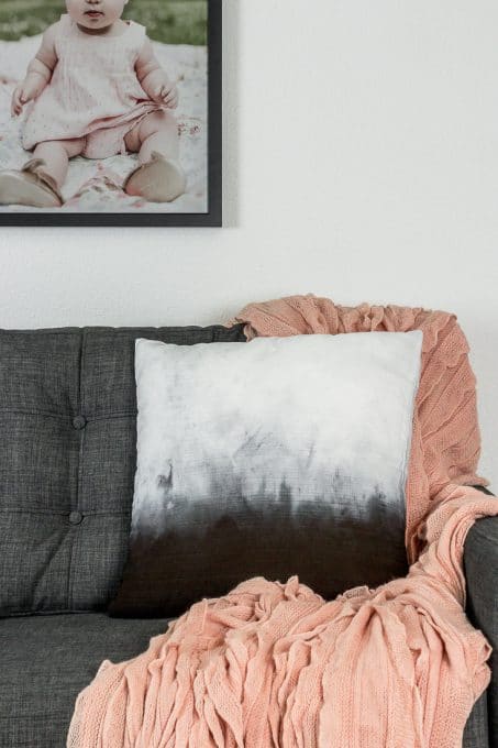 Image of ombre dye pillow on couch