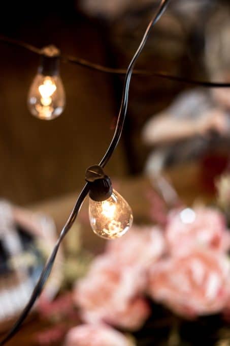 Image of Valentine's dinner Edison bulb string lights