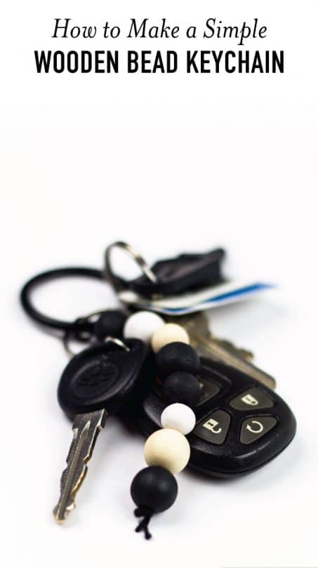 Make an easy DIY wooden bead keychain to make losing your keys more difficult. This handmade keychain looks way better than the old lanyard I’ve been using for the last 6 years! #diy #keychain 