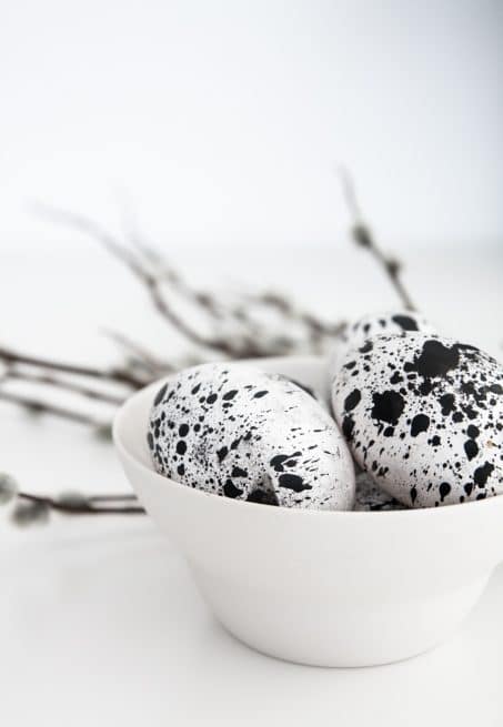 Modern Easter Egg Decorating Idea with ink splatter