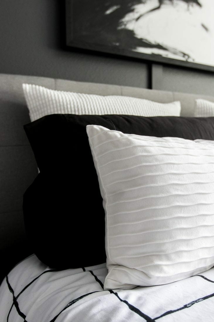 Pillows on modern bed