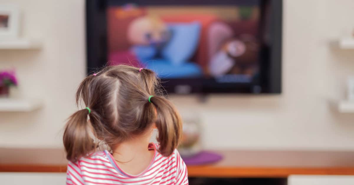 Image of toddler watching tv