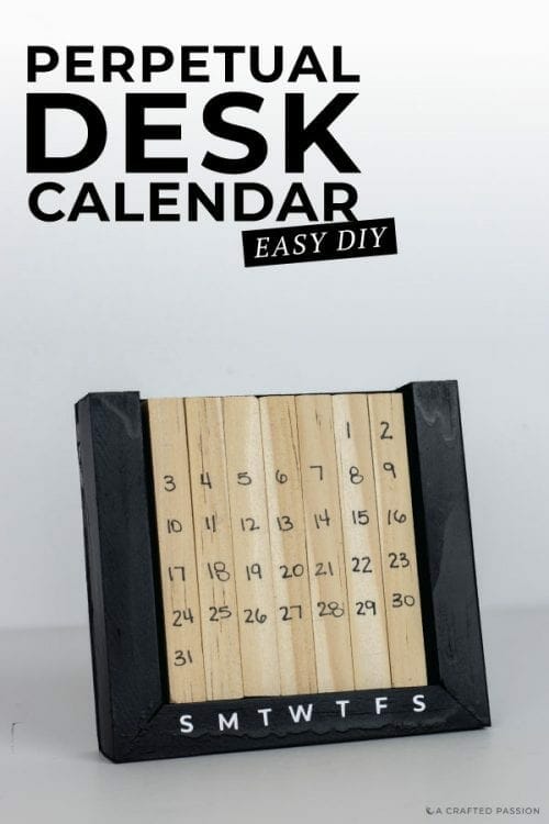 Learn how to make a perpetual desk calendar with this simple DIY tutorial using natural wood blocks. This handmade office decor is perfect to help you always know what day it is. #calendar #diyofficedecor #desk #deskcalendar