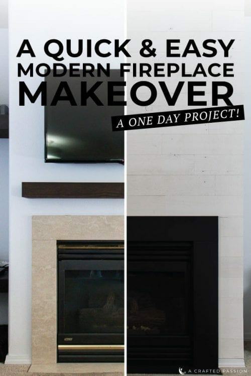 Looking for a quick and easy fireplace update? This modern makeover idea is perfect using peel and stick wood using Stikwood panels and some paint! #fireplacemakeover #stikwood #remodel