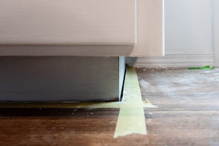 Cabinet corners with paint tape