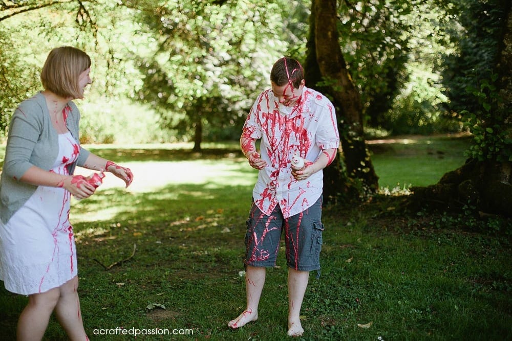 Check out this fun gender reveal paint fight!