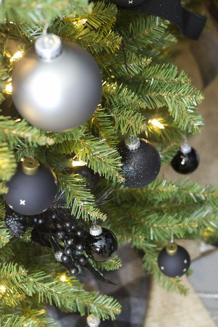 Modern Black Silver  and White Ombre Christmas  Tree