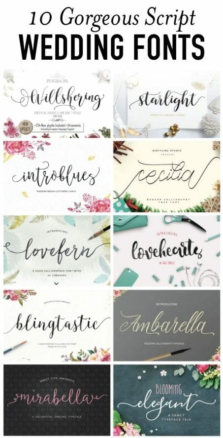 10 Beautiful Script Wedding Fonts from Creative Market